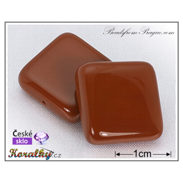 Czech glass pressed bead square 17x17mm brown No.106