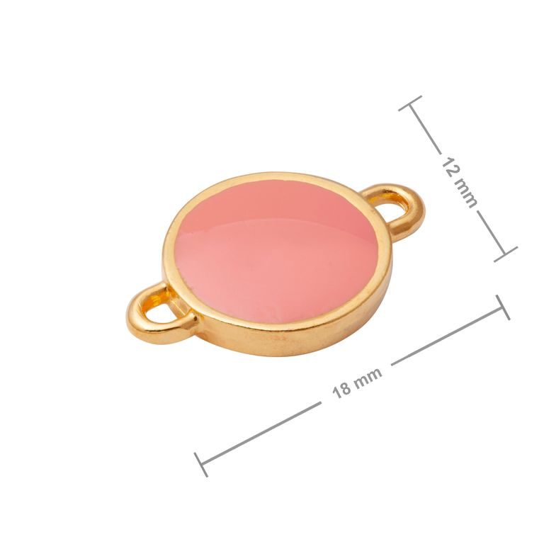 Manumi spojovací díl růžové kolečko 18x12 mm pozlacený