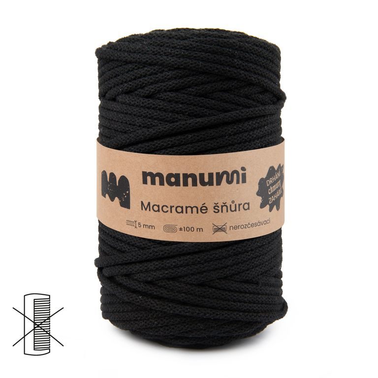 Manumi Macramé šnúra 5mm čierna