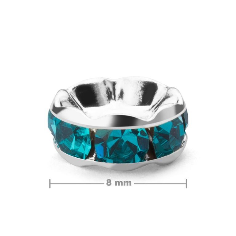 Rhinestone rondelle 8mm silver Blue Zircon