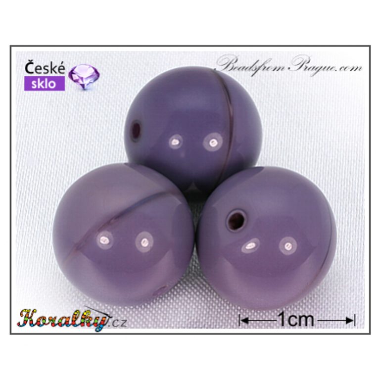 Czech glass pressed bead round 14mm purple No.92