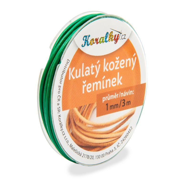 Kulatý kožený řemínek 1mm/3m zelený č.6