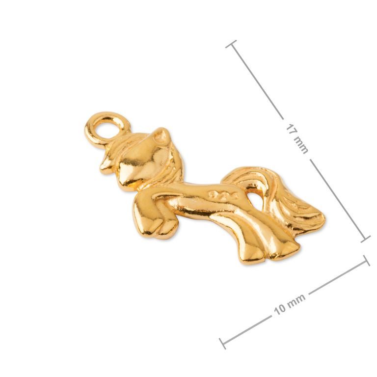 Silver pendant pony gold plated No.1015
