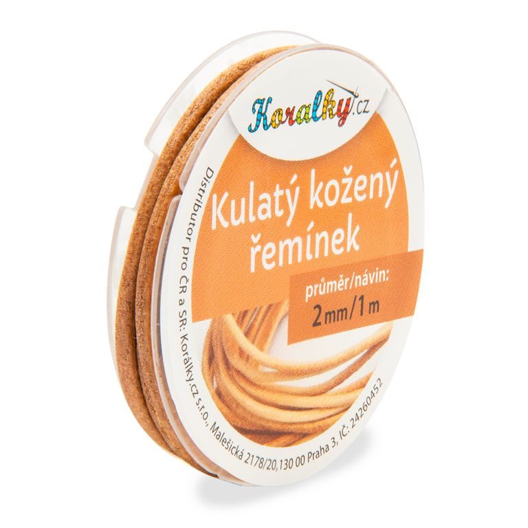 Okrúhly kožený remienok 2mm/1m přírodný č.40