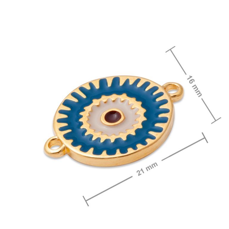 Manumi connector dark blue Boho eye 21x16mm gold-plated