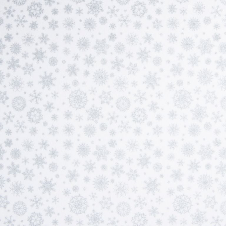 Filc / plsť vánoční motiv s vločkami 1mm bílý