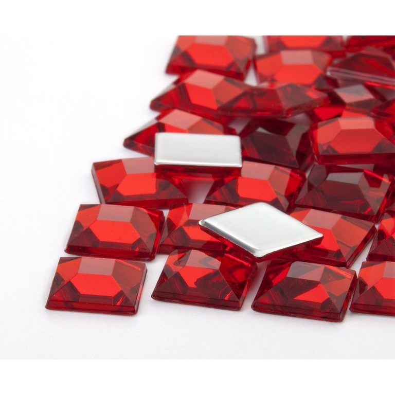 Acrylic glue-on stones square 10mm red