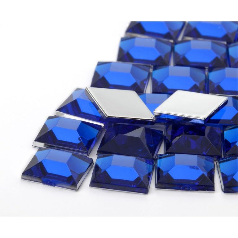 Acrylic glue-on stones square 10mm blue