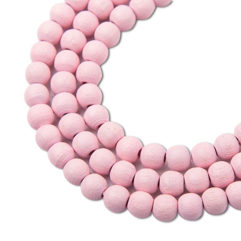 Manumi czech wooden beads 6 mm pink