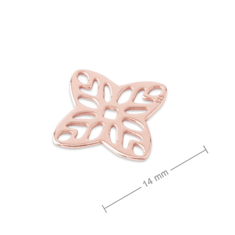 Silver connector quadrilateral rose gold-plated 14mm No.789