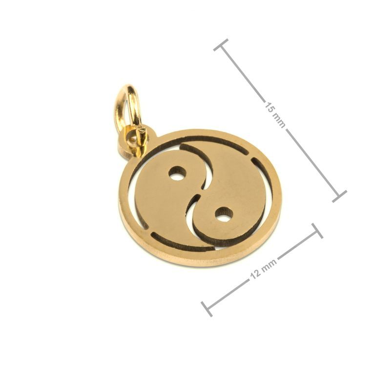 Přívěsek z chirurgické oceli Ying Yang v barvě zlata