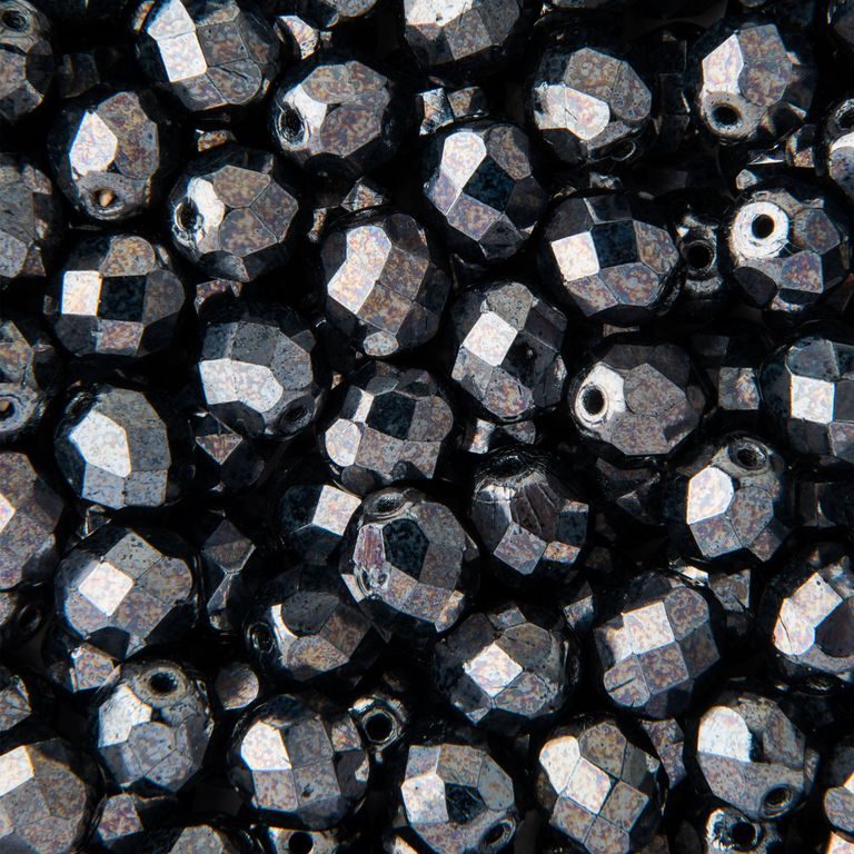 Broušené korálky 8mm Hematite