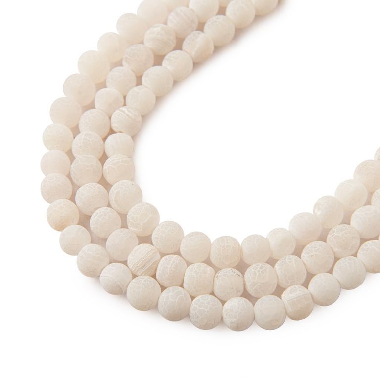 Crackle White Agate beads matte 4mm