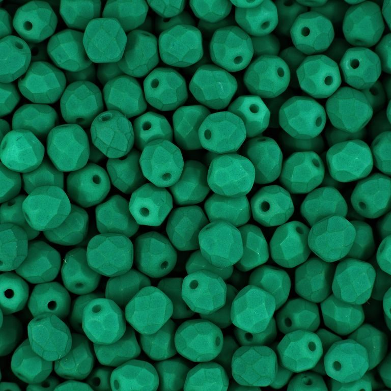 Glass fire polished beads 4mm Neon Dark Emerald