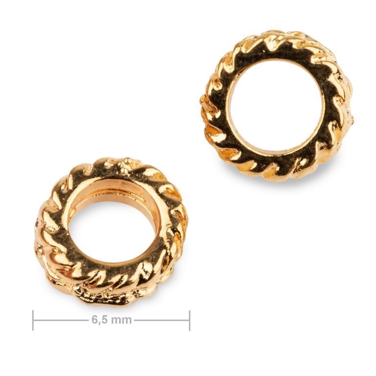 Metal spacer bead circle 6.5mm in the colour of gold