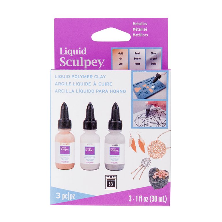 Sculpey set pastă polimerică lichidă pentru modelaj 3buc culori metalice