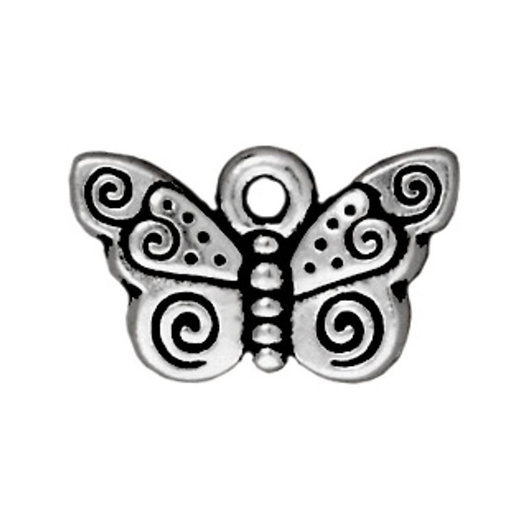 TierraCast pendant Spiral Butterfly antique silver