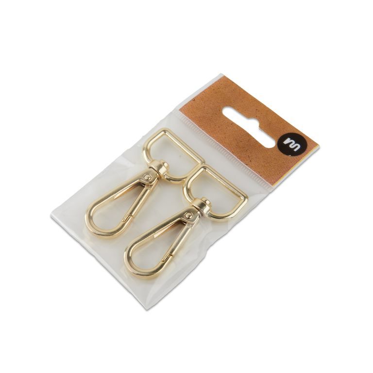 Haberdashery carabiner 26 x 58 mm in gold color