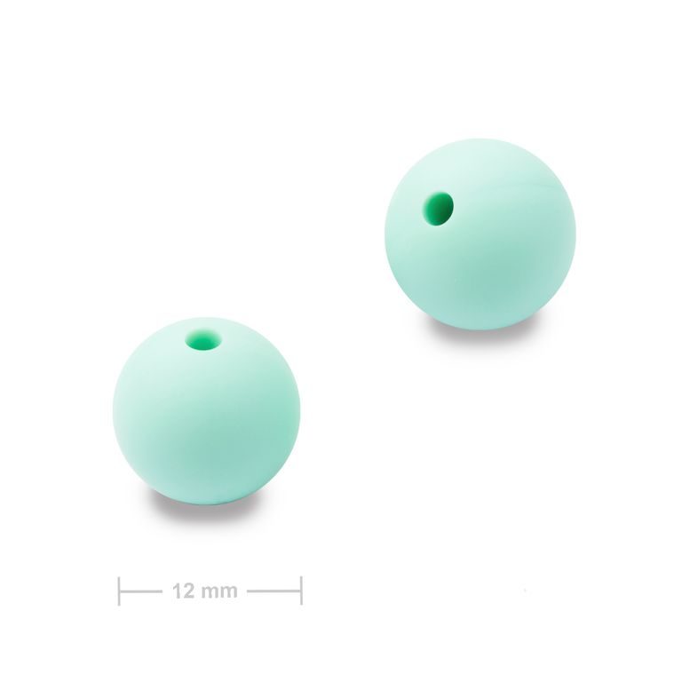 Silikónové guľaté koráliky 12mm Mint Green