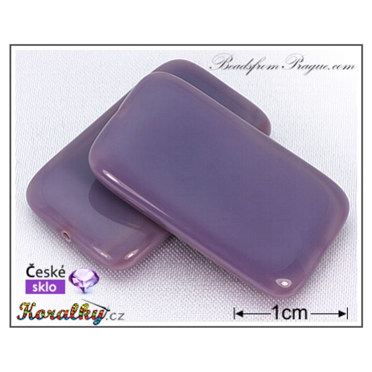 Czech glass pressed bead rectangle 30x14mm purple No.95