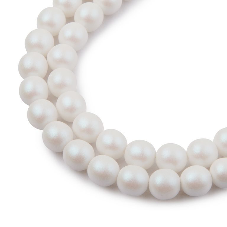 České stláčané korálky Manumi 8 mm pearl white
