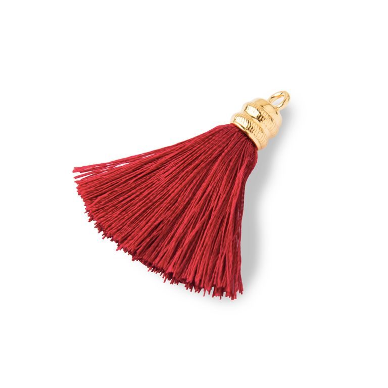 Silver tassel gold plated 4cm red No.1184