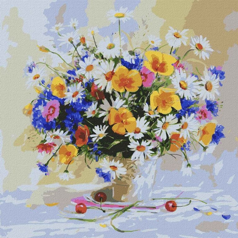Malování podle čísel obraz barevná kytice 40x40cm