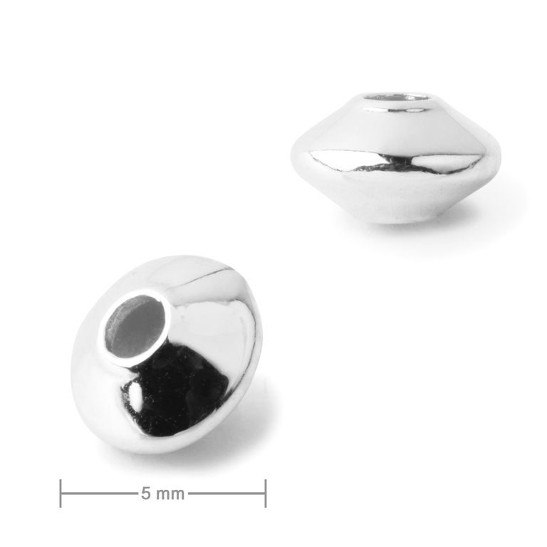 Kovový korálik ufo 5 mm strieborný