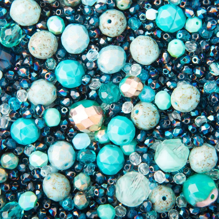 Turquoise fire polished beads mix