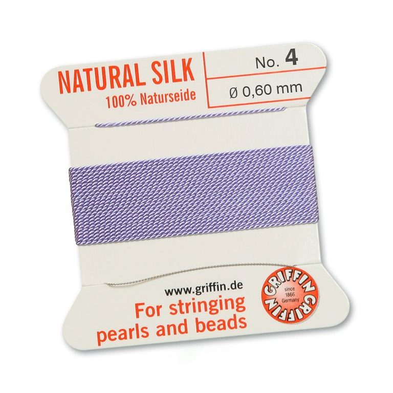 Silk thread with needle 0.6mm/2m light purple