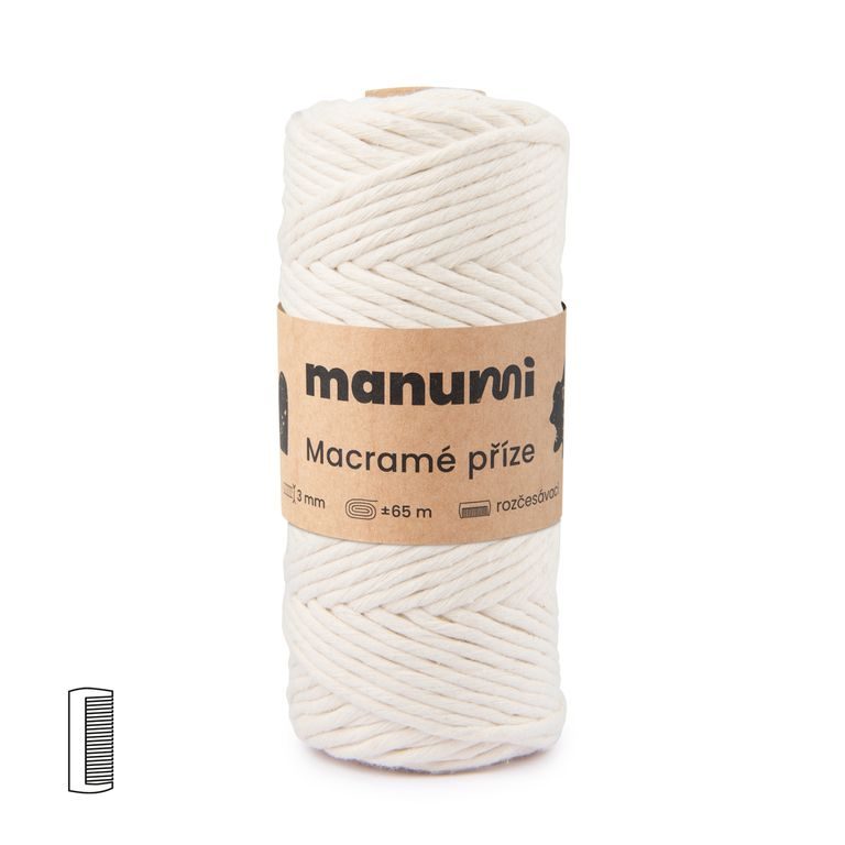 Manumi Macramé příze stáčená 3mm natural