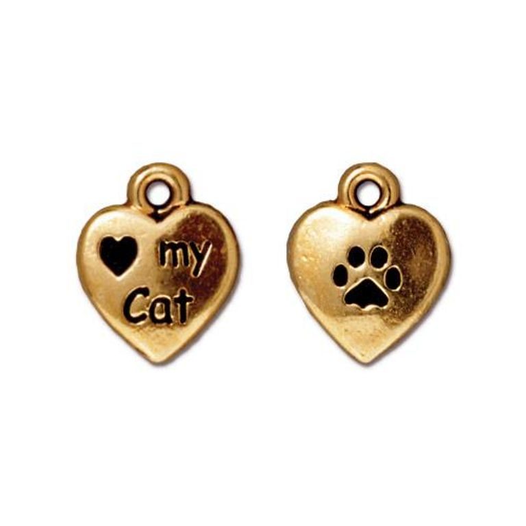 TierraCast pendant Love My Cat antique gold