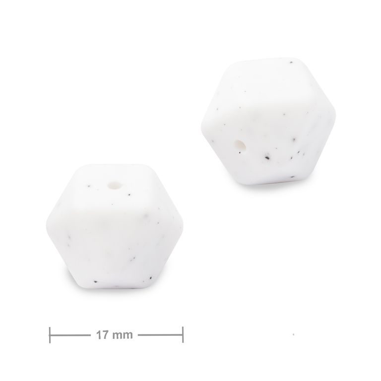 Silicone beads hexagon 17mm White Galaxy