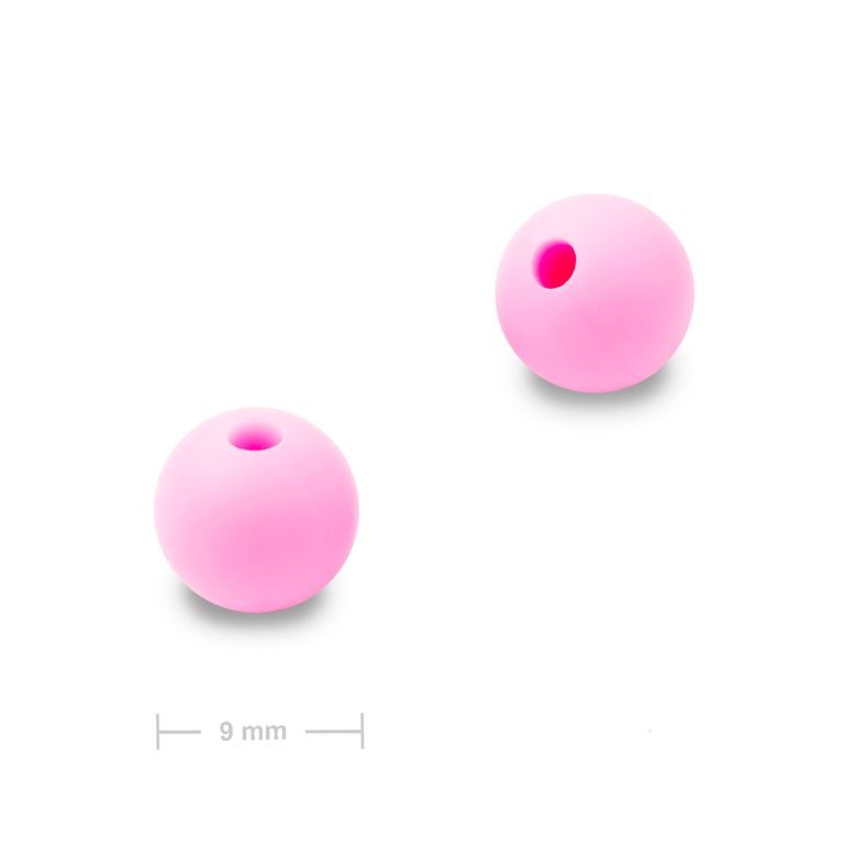 Silikonové kulaté korálky 9mm Candy Pink