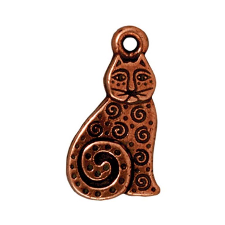 TierraCast pendant Spiral Cat antique copper