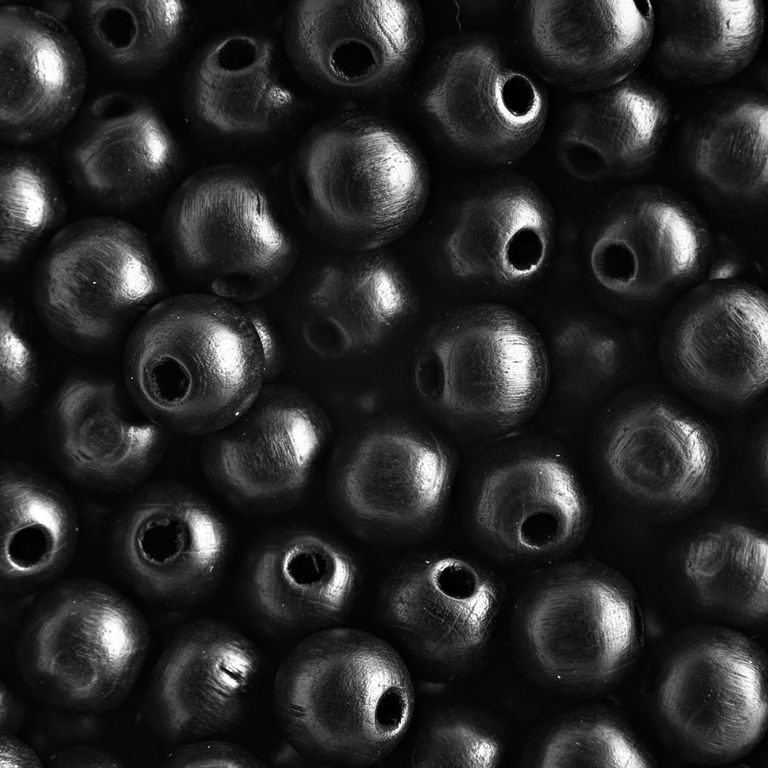 Manumi mărgele rotunde din lemn 8mm negre