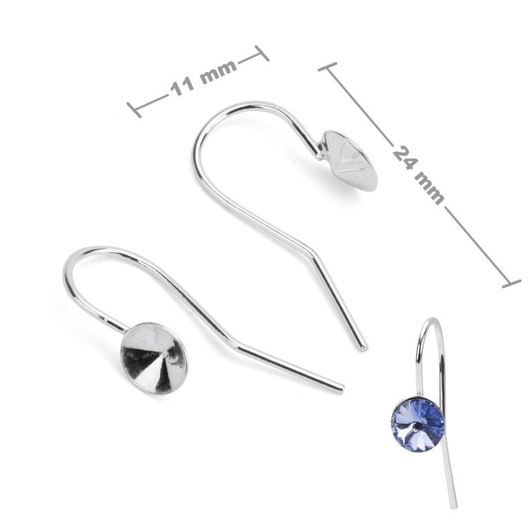 Sterling silver 925 open earring hook for SWAROVSKI 1122 6mm No.87