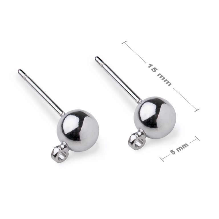 Ball ear posts 5mm platinum