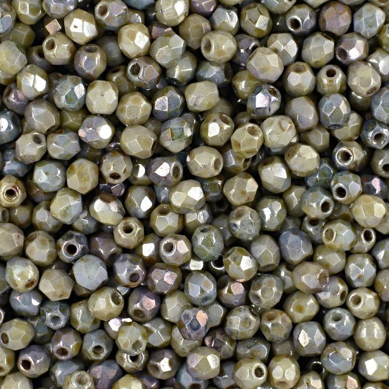 Glass fire polished beads 3mm Luster Opaque Green