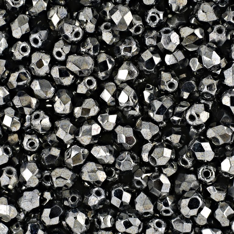 Glass fire polished beads 4mm Hematite