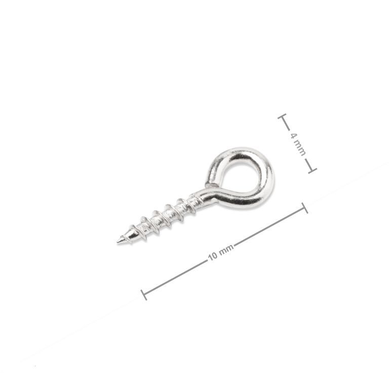 Jewellery screw eye pin 10x4mm platinum colour