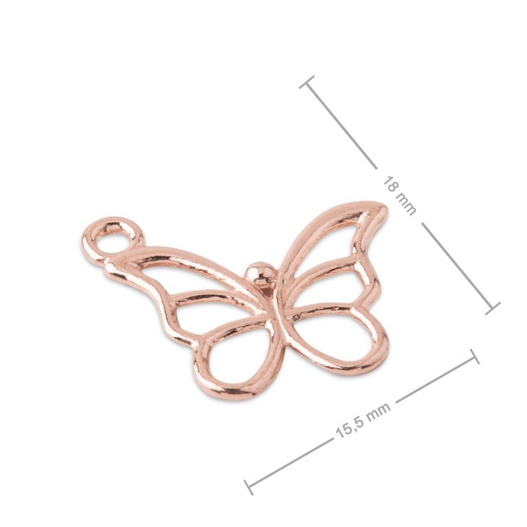 Silver pendant butterfly rose gold-plated No.855