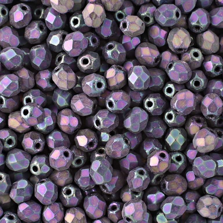 Broušené korálky 4mm Matte Iris Purple