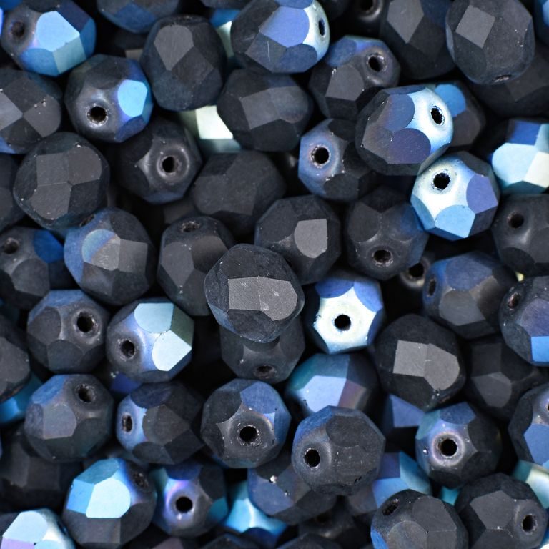 Manumi české broušené korálky 6 mm Matte Jet AB