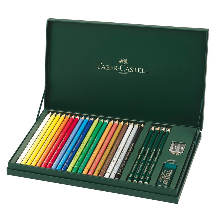 Faber-Castell dárková sada pastelek Polychromos s příslušenstvím 20ks detail balení