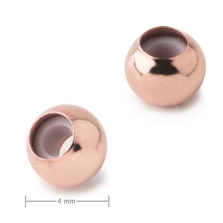 Metal bead with silicone core 4 mm rose gold