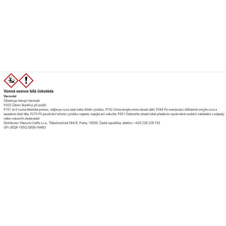 Manumi vonná esence bílá čokoláda 10 ml