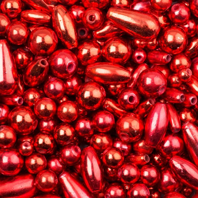 Metallic plastic beads red