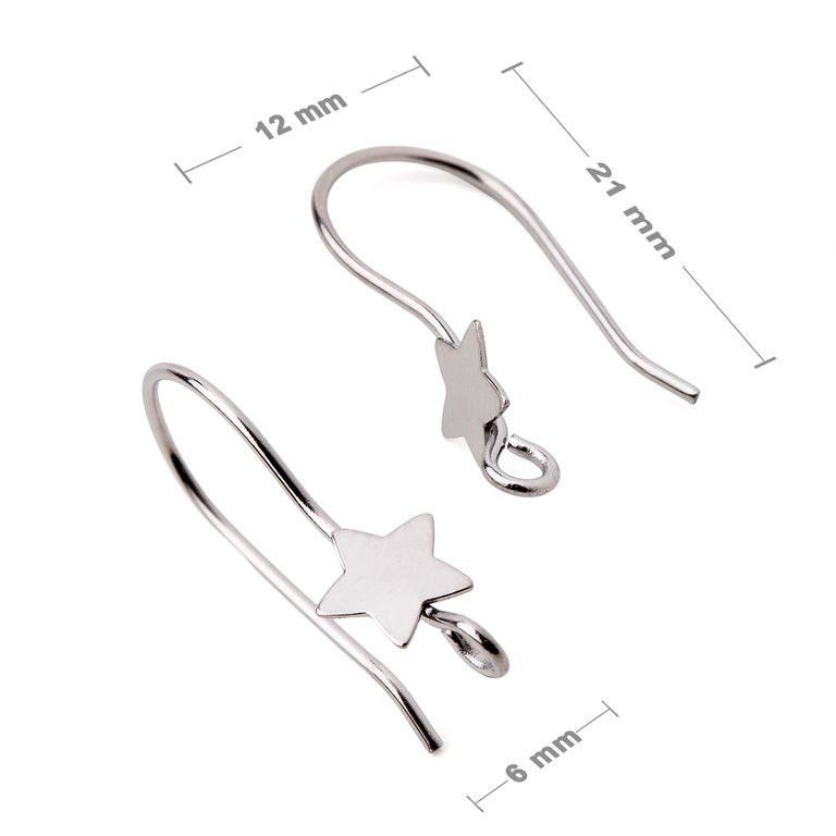 Stainless steel 316L open earring hooks star 21x12mm