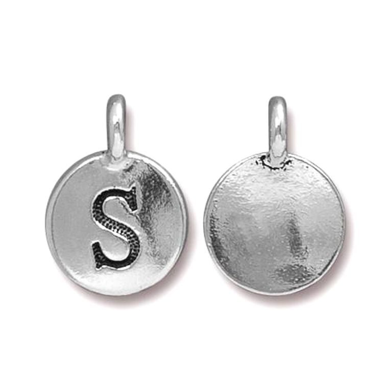 TierraCast pendant 17x12mm with letter S antique silver